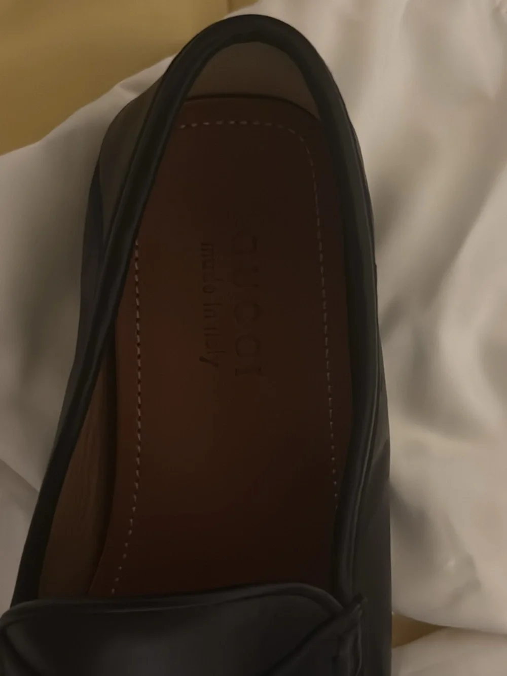 Gucci Brown Leather Penny Loafers with Gold GG Medallion